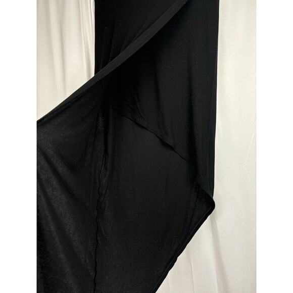 BCBG MAX AZRIA L Black Stretch Knit Asymmetric Hem Faux Wrap Skirt - Picture 2 of 8